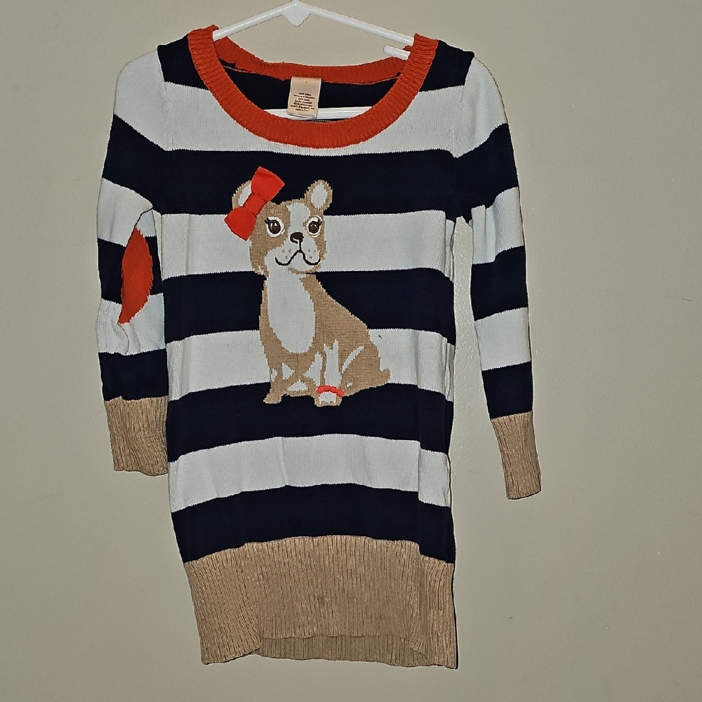 Gymboree Black and White Crew Neck Sweater with Dog Graphic